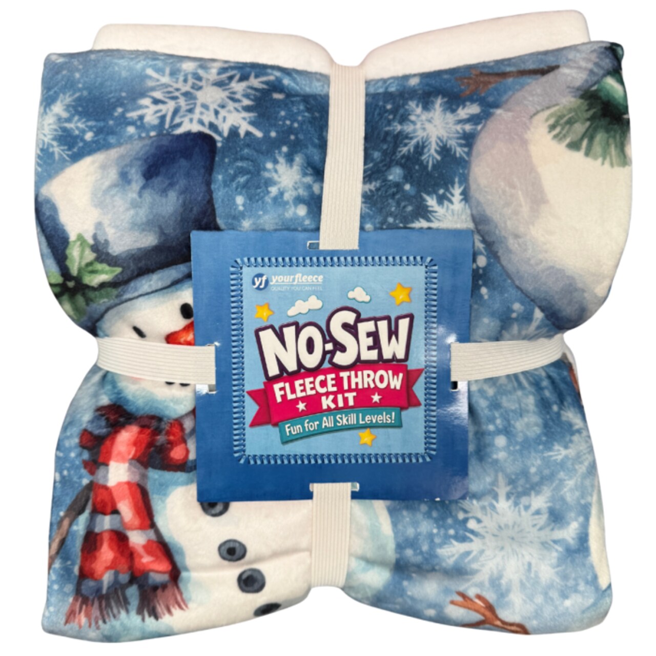 Snowman Storm Silky Premium Fleece No-Sew Throw Fleece Fabric Kit
